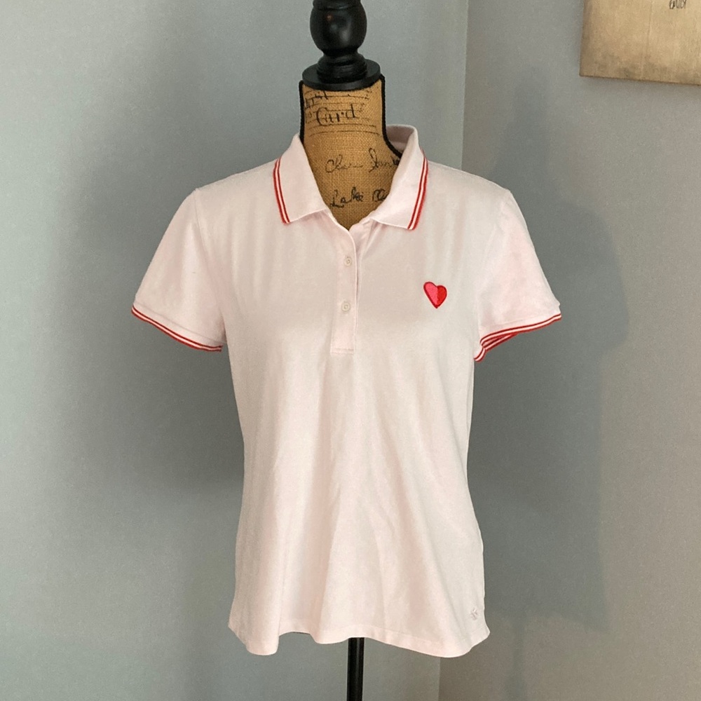 Tory Burch Light Pink Sport Polo Shirt with Heart Detail Women Size M/L